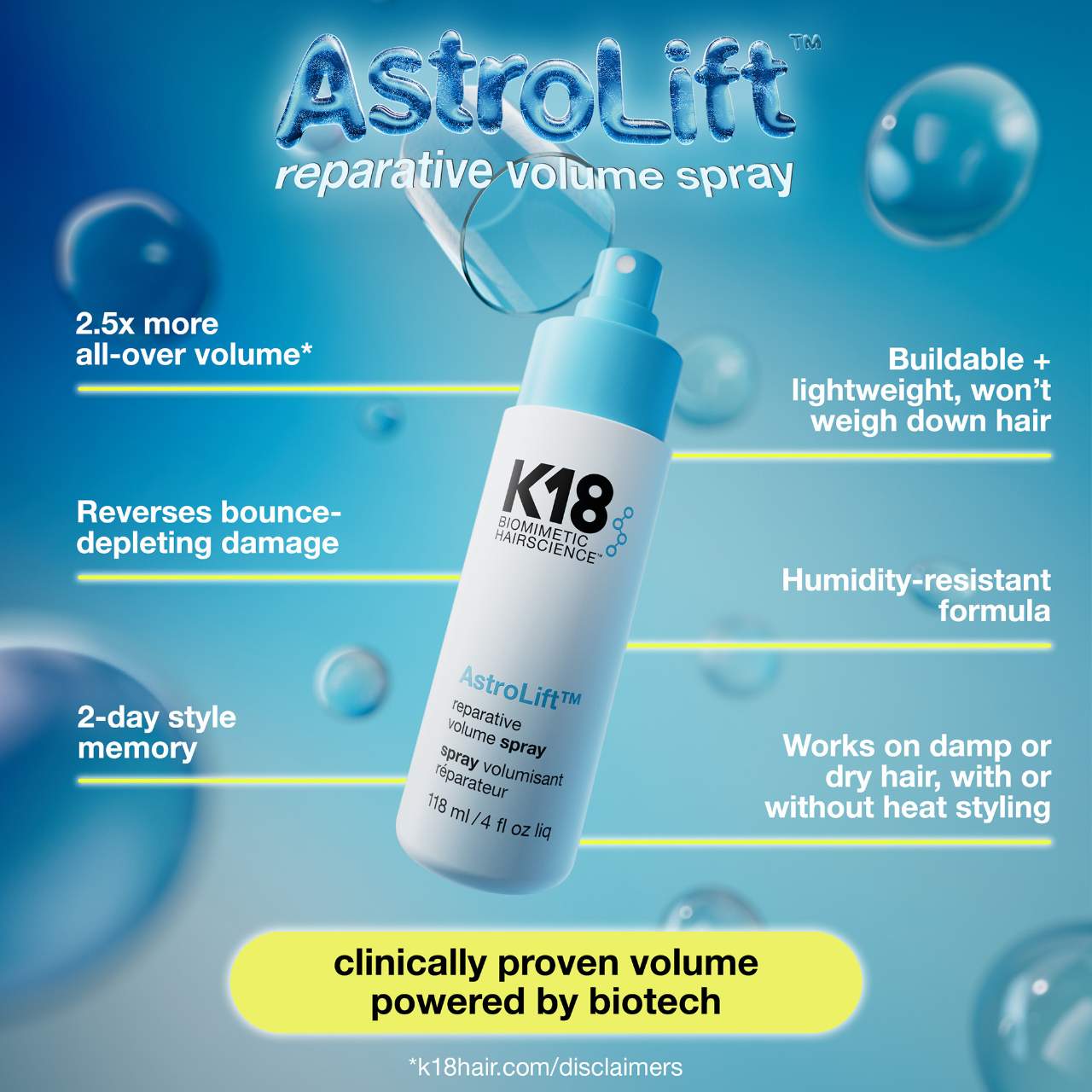 K18 AstroLift™ reparative volume spray