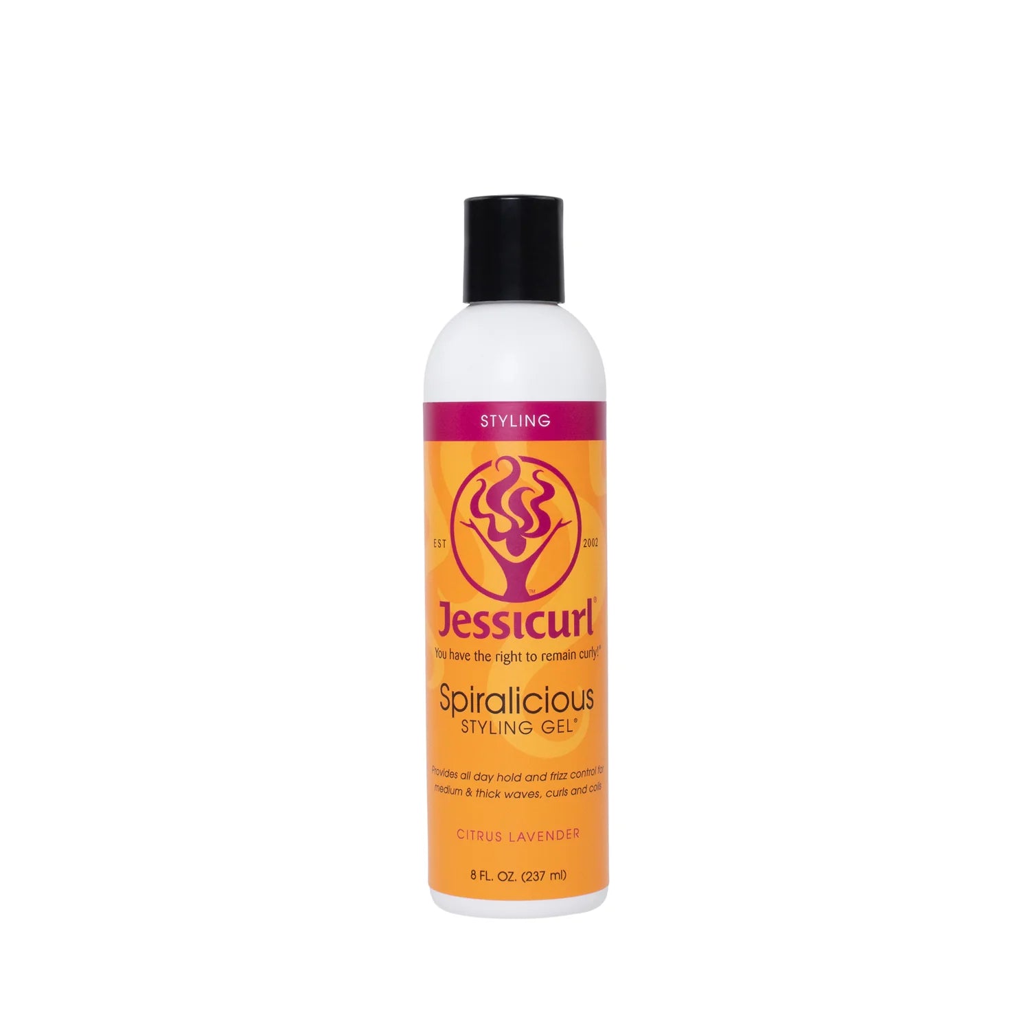 Jessicurl Spiralicious Styling Gel bottle on a white background