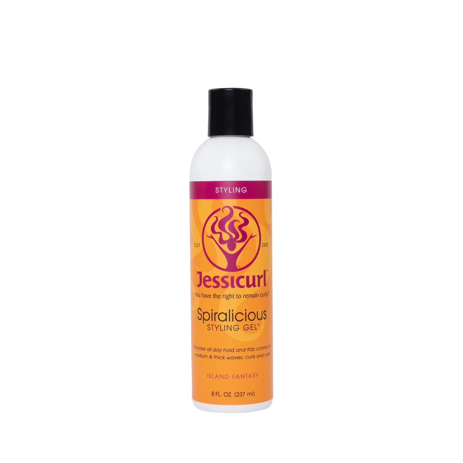 Jessicurl Spiralicious Styling Gel bottle on a white background
