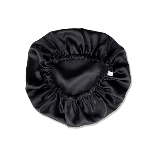 Satin bonnet black for curly and coily hair